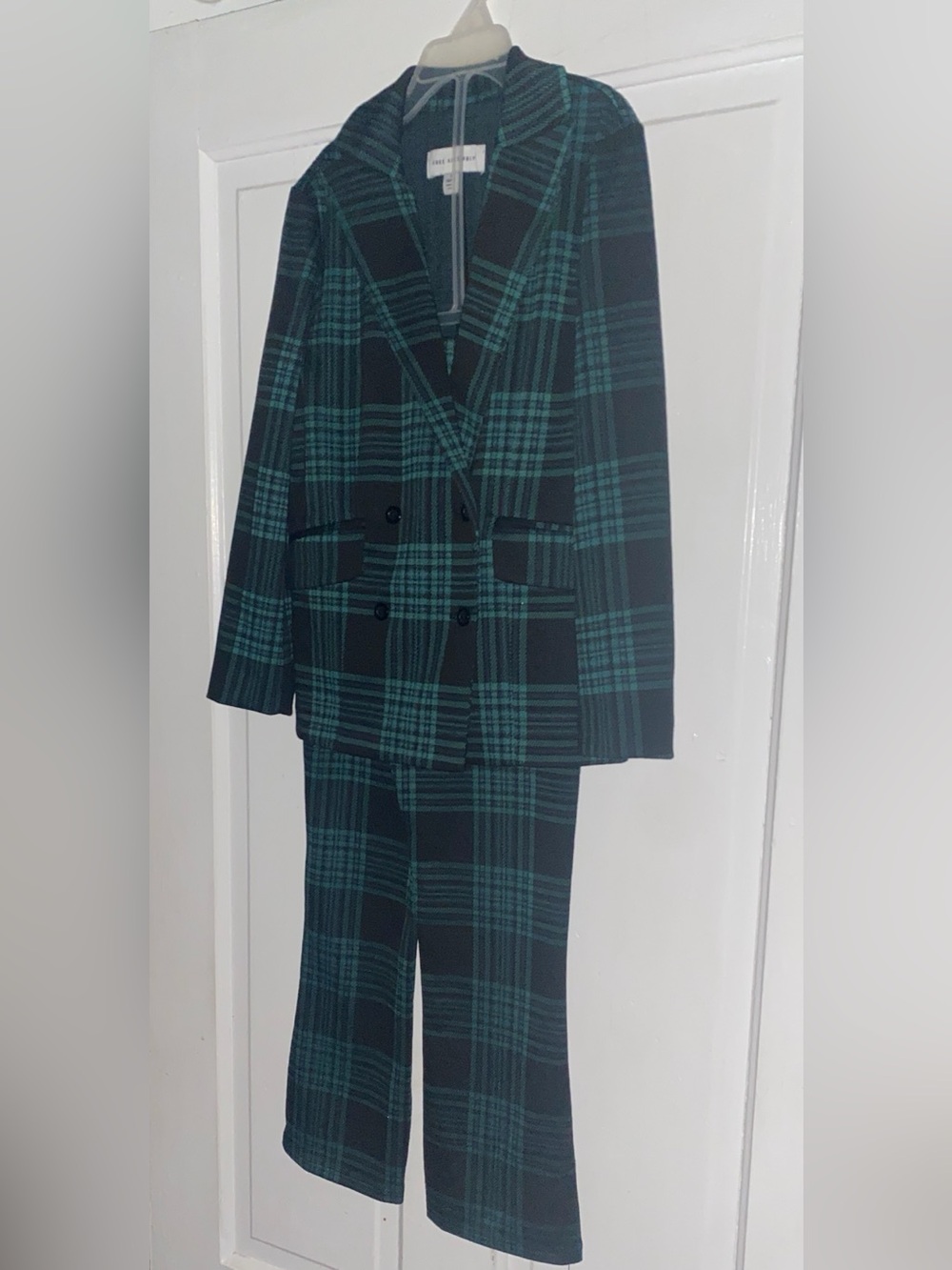 Free Assembly Girls Tartan Double Breasted Blazer and Flared Pant Set Sz 6/6x
